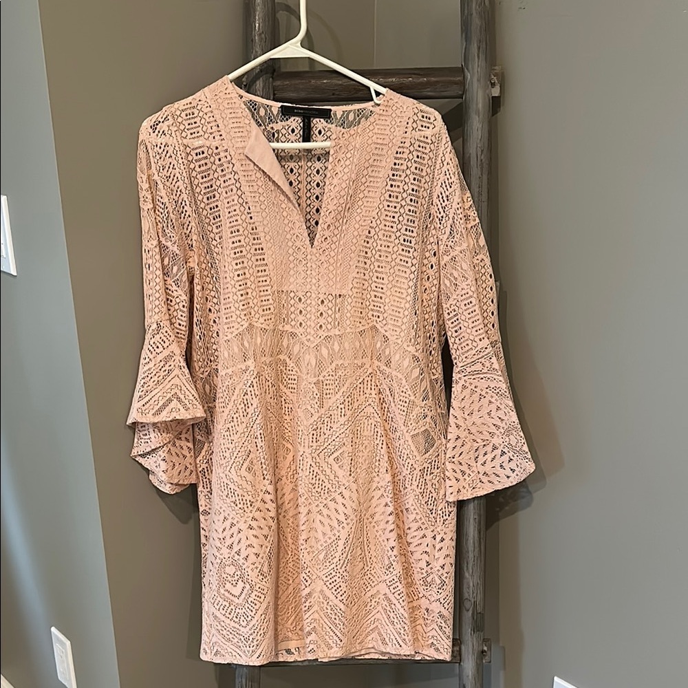 BCBGMaxAzria Pink Bell Sleeve Dress